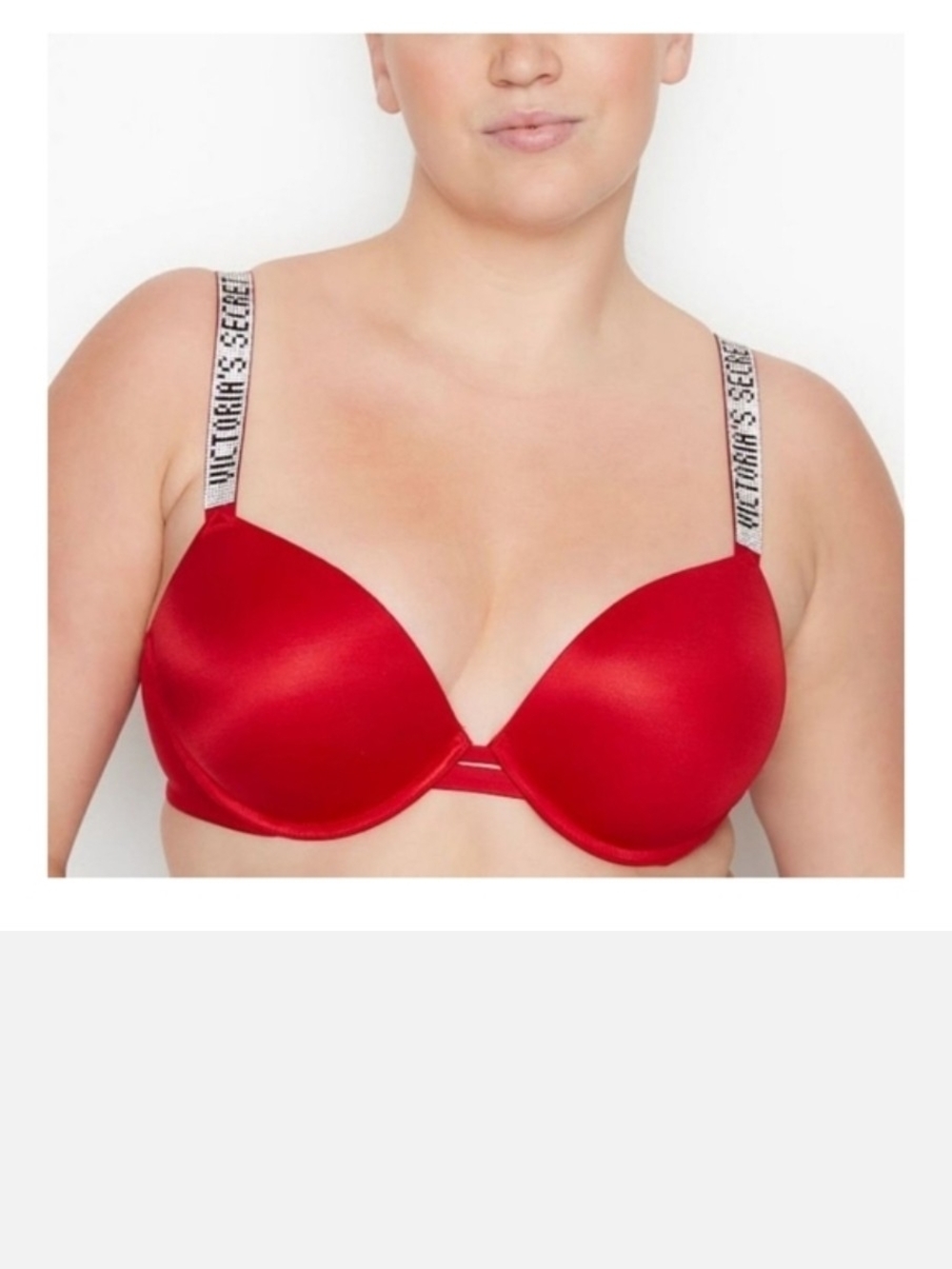 Victoria's Secret Red Push-Up T-Shirt Bra with Logo Straps